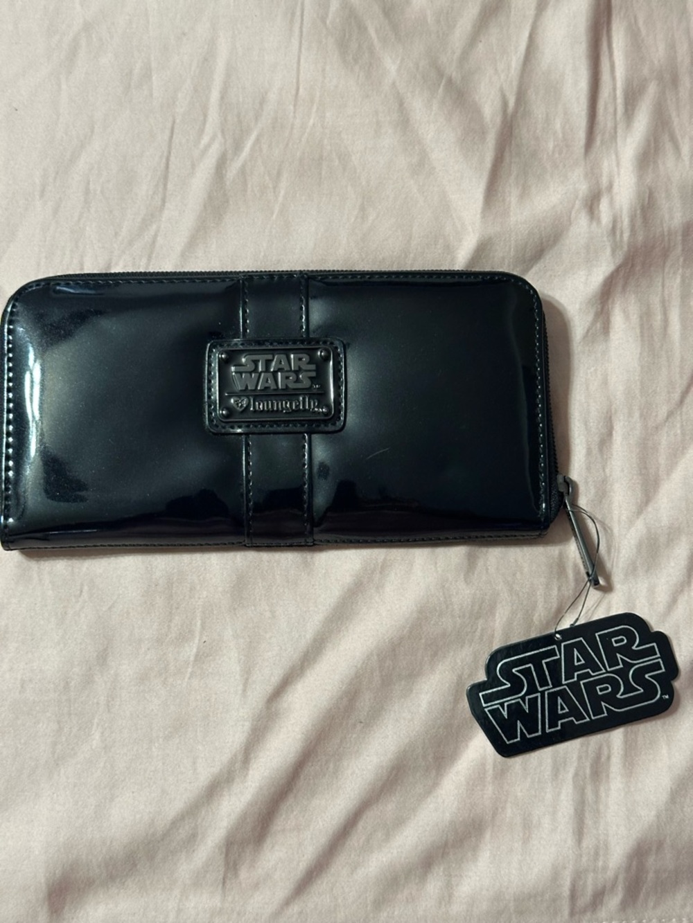 LOUNGEFLY PATENT LEATHER STAR WARS BIFOLD LONG WALLET NWT